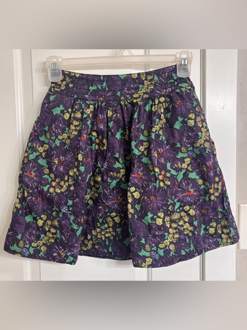 JCrew Purple Floral Print Mini Skirt Size 0
